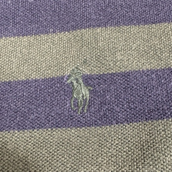 Vintage Polo Ralph Lauren Denim Collar Polo Shirt Preppy Striped X-Large - Picture 3 of 5